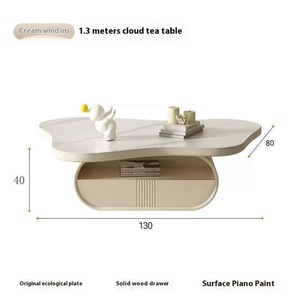 Bàn trà phong cách kem sang trọng nhẹ nhàng, hiện đại, đơn giản, phù hợp với phòng khách gia đình, kiểu dáng độc đáo như mây, đá phiến, phong cách Wabi-Sabi, được ưa chuộng trên mạng. - Product Image 6