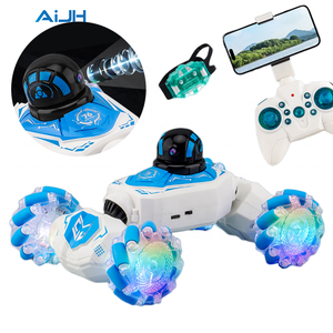AiJH Voiture <span class=keywords><strong>RC</strong></span> avec caméra Objectif à réglage électrique Vidéo avec lumière et musique Télécommande Voiture cascadeuse Jouet pour enfants <span class=keywords><strong>Cadeau</strong></span> - Product Image 1