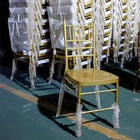 Chaise en métal doré LEDA, chaises de restaurant, chaises empilables Chiavari pour mariage, mobilier d'hôtel, événements de mariage, banquet