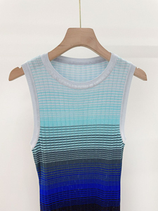 <span class=keywords><strong>Vestido</strong></span> Largo Sin Mangas con Cuello Redondo en Degradado <span class=keywords><strong>Azul</strong></span> Francés, Elegante, de Primavera Temprana, Nueva Colección Ramadán 2026, Siete Colores - Product Image 4