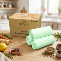 Sacos de Lixo Biodegradáveis Compostáveis PBAT com Tampa de 45L Grande Capacidade Certificados TUV BPI