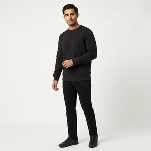 Sweat-shirt à col rond pour homme avec fermeture éclair, 100% coton, manches longues, style sportif, séchage rapide et respirant, fabrication sur mesure OEM - Product Image 1