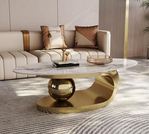 2025 hiện đại sang trọng Bàn cà phê bên bảng thiết lập vàng thép không gỉ cơ sở vòng mô hình cho nhà với vật liệu - Product Image 4