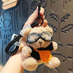 Aviator Pilot Teddy Bear Plush Keychain Goggles Small Stuffed Animal Toy Cute Sweater Bear Pendant Car Keyring <b>Bag</b> Charm <b>Gift</b> - Product Image 5