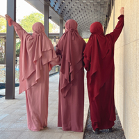 Loriya Voile de Prière Kimar Abaya Deux Couches Fluide Foulard Tête Jazz Jilbab Abaya Robe Musulmane pour Femme Article Très Vendu