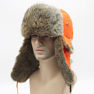 Mũ len lông thỏ bán buôn kiểu phi công Nga Ushanka mùa đông - Product Image 3