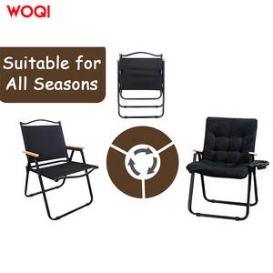 เก้าอี้พับแคมป์ปิ้ง WOQI โครงเหล็กสีดำ พร้อมที่วางแขน เบาะถอดได้ เก้าอี้สำหรับสวนกลางแจ้ง - Product Image 4