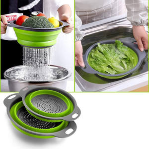 Silicone vegetable and fruit cleaning and drainage basket cleaning basket Folding water filter <b>net</b> <b>Kitchen</b> Gadgets - Product Image 3