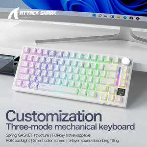 Clavier sans fil RGB 3-en-1 Attack <span class=keywords><strong>Shark</strong></span> X820Ultra avec écran, Bluetooth à commutation à chaud, clavier mécanique pour joueurs - Product Image 3