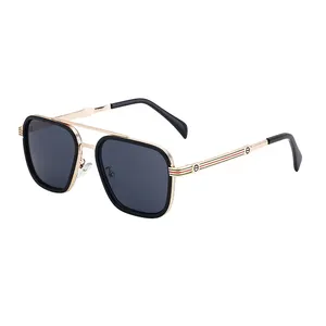 KAJILA yüksek kalite Retro Vintage tasarımcı Metal çerçeve çift köprü UV400 Shades güneş gözlüğü güneş gözlüğü erkekler için erkek