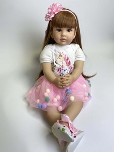 Nouveauté 60 Cm 24 pouces Images <span class=keywords><strong>de</strong></span> poupée solide nouveau-né poupée cheveux longs réaliste doux Reborn Silicone bébé poupée à vendre - Product Image 3