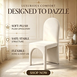 Silla de Comedor Moderna Tapizada en Crema con Diseño de Patas Arqueadas, Silla de Comedor de Lujo para el Hogar, Restaurante o Eventos - Product Image 1