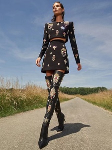 Pha Lê sang trọng Nữ Phù Hợp Với Bộ Váy Bộ 2 Mảnh Áo + Váy Ngắn Công Sở Chính Thức Nữ Áo Sinh Nhật Tối Tiệc Cocktail câu lạc bộ - Product Image 3