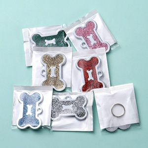 Glitzer Knochen form Zink legierung Haustier Tag verlust feste Beschriftung Hund Marke Knochen Tag mehrfarbige Haustier Halsband Zubehör - Product Image 6