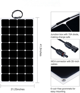 RG Marke 120W <span class=keywords><strong>Semi</strong></span> <span class=keywords><strong>Flexible</strong></span> Solar panel China Lieferant ETFE Sun power für Yachten Premium <span class=keywords><strong>Flexible</strong></span> Solar Panels - Product Image 3