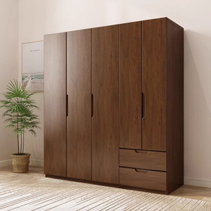 Armoire à porte plate nordique en bois de chêne massif Style bûche Grand petit appartement Rangement pour enfants Armoire de ménage Armoire - Product Image 2