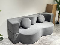 Canapé sectionnel convertible en velours côtelé marron, adapté aux portes étroites et aux espaces compacts, combinaison modulaire