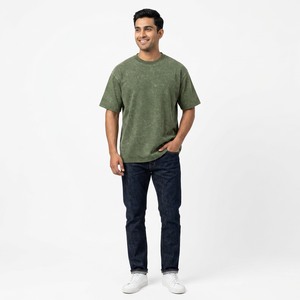 Men's Regular Fit O-Neck Short Sleeve 100% Cotton Silk Screen Printed Anti-shrink Solid Pattern Water Washed Casual - Product Image 1