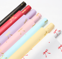 Papier d'emballage pour fleurs avec bordure de nœud papillon synchronisé, papier cadeau pour fleuriste, papier d'emballage pour bouquet