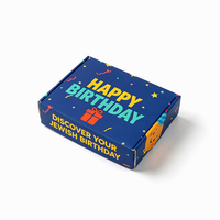 Boîte en carton ondulé personnalisée, écologique et robuste, avec impression double face Joyeux Anniversaire pour célébrations d'enfants (chaussettes/poils)