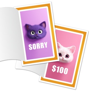 Billets de loterie à gratter One Chance Win, motif chat mignon, impression numérique couleur, papier double couché, impression de tickets à gratter - Product Image 1