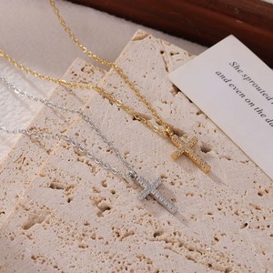 Nuova Collana con Ciondolo a Croce in Zircone, Impermeabile, in Acciaio Inossidabile, <span class=keywords><strong>per</strong></span> Donne - Product Image 1
