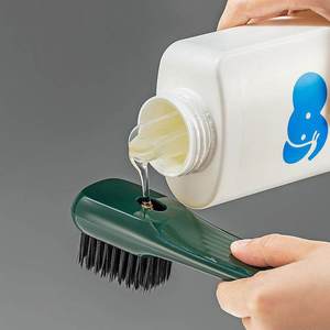 Shoe Brush Nylon Bristles Plastic Handle With Hanging Loop Soap Dispense For Cleaning Shoes - Product Image 3