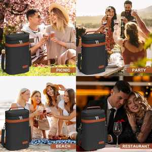 2 Bottle Wine Bag Wine Cooler Carrier Wine Gift Tote Bag Leakproof Insulated Bottle Bags for Travel Beach Dinner Party - Product Image 6