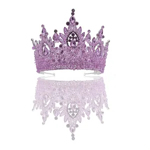 미인 대회 코로나 데 레이나스 티아라 16cm 럭셔리 신부 웨딩 크라운 도매 크리스탈 장식 여왕을위한 반짝이는 크라운