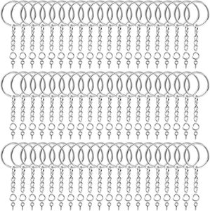 Audab Pcs Keychain Bulk Pcs Keychain <b>Rings</b> With Chain And Open Jump <b>Ring</b> With Screw Eye Pins For Crafts And Jewelry Making - Product Image 1
