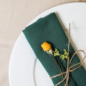 Serviettes en tissu de lin 100% en gros Simple motif brodé noir fait à la main jetable classique minimaliste pour les mariages à manger - Product Image 5