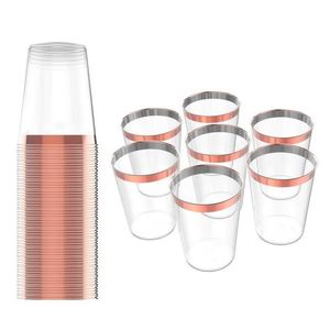10oz Gold Plastic <b>Cups</b>, Clear Plastic <b>Cups</b> Tumblers, Elegant Gold Rimmed Plastic <b>Cups</b> - Product Image 3