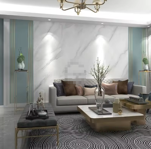Papier peint de luxe couleur marbre cyan canapé de salon, décoration murale de cinéma et de télévision - Product Image 3