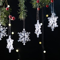 Nouvelles décorations de Noël transfrontalières en acrylique, 6 pièces, flocons de neige, pendentifs décoratifs pour arbre, ornements suspendus