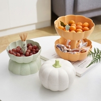 Plateau à fruits minimaliste double couche en forme de citrouille, amovible, avec couvercle, pour collations et bonbons, récipient alimentaire en plastique pour salon et fêtes