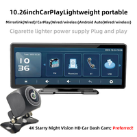 Pantalla Táctil IPS de 10.26 Pulgadas con Visión Nocturna, Control por Aplicación ADAS, WiFi Integrado, 1 Año de Garantía, Apple CarPlay Inalámbrico, Portátil para Android