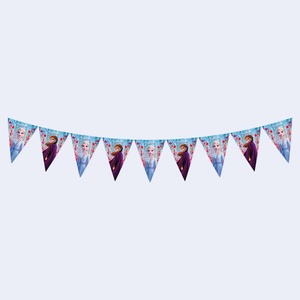 Guirlande triangulaire en plastique 2,3 m pour fête d'anniversaire, décorations suspendues jetables, motif dessin animé, thème Party Love Frozen - Product Image 3