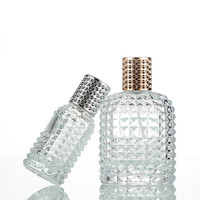 Flacon de parfum portable 50 ml en verre, parfum ananas, avec pompe pulvérisatrice, bouchon doré sérigraphié, diffuseur à bâtonnets, cosmétique