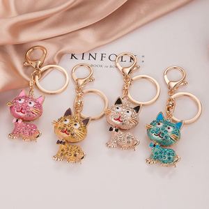 Nouveau Porte-clés Chat en Strass, Bijou de Mode, Pendentif Décoratif pour Voiture, en Métal et Cristal, pour Femme, Motif Chaton Animal - Product Image 1