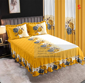 Nuevos diseños, 7 Uds., juego <span class=keywords><strong>de</strong></span> sábanas con falda <span class=keywords><strong>de</strong></span> <span class=keywords><strong>cama</strong></span> acolchada <span class=keywords><strong>de</strong></span> retazos, falda <span class=keywords><strong>de</strong></span> <span class=keywords><strong>cama</strong></span> <span class=keywords><strong>de</strong></span> algodón <span class=keywords><strong>de</strong></span> tamaño king, juego <span class=keywords><strong>de</strong></span> sábanas florales con cortinas, 7 Uds. - Product Image 2