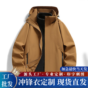 เสื้อแจ็คเก็ตกันลมสำหรับเดินป่าแบบ unisex สีพื้น บุขนแกะ คอสูง กันลมได้ดี - Product Image 5