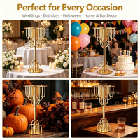 Decoración Moderna y Elegante para Fiestas de Boda, Soporte de Flores de Hierro Dorado de 35 Pulgadas de Alto para Centros de Mesa de Boda