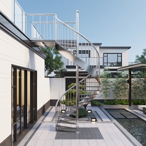 <span class=keywords><strong>Escalier</strong></span> <span class=keywords><strong>en</strong></span> <span class=keywords><strong>colimaçon</strong></span> moderne de qualité commerciale, esthétique élégante, <span class=keywords><strong>en</strong></span> acier inoxydable massif, avec garde-corps extérieur fermé et plaque latérale intégrée - Product Image 4