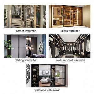 SANTOPOVA Modern <b>Sliding</b> <b>Mirror</b> <b>Wardrobe</b> Set <b>with</b> Solid Wood <b>Doors</b> 3 in 1 Modular Bedroom Cupboard - Product Image 5