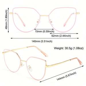 Lunettes anti-lumière bleue avec 1 paire de verres de soleil magnétiques polarisés à clipser, monture métallique, 3-en-1, style œil de chat - Product Image 5