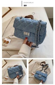 Cheapest Price Denim Shoulder Messenger <b>Bag</b> Fashion Texture Solid Color Women <b>Bag</b> Diamond Lattice Chain Women <b>Bag</b> - Product Image 5