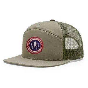 מותאם אישית זית Gorras רשת שטוח אפס מקום כובע תיקון לוגו 7 לוח נהג משאית כובע