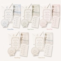 Suite d'invitations de mariage sur le thème de l'océan personnalisée, papier fantaisie, détails estampés à chaud, inserts de style plage, enveloppe premium