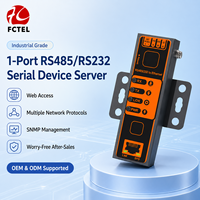Convertidor de 1 Puerto RS232/RS485 a Ethernet, Servidor Serial Industrial para Riel DIN con Modbus TCP y Protección Contra Sobretensiones de 6KV