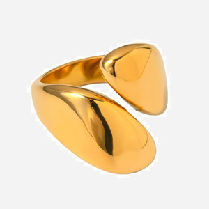 Geometric Gold Plated <b>Ring</b> Women's Fashion Jewelry Gift Simple Minimalist Design 18 Inch Stainless Steel - Product Image 1